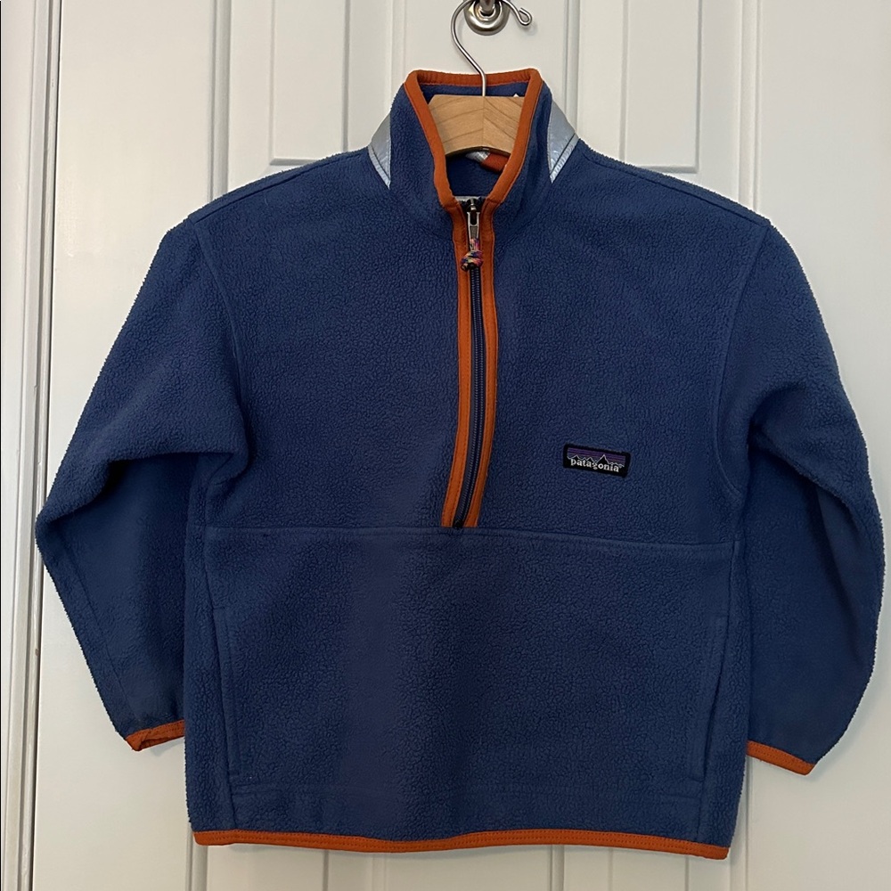 Patagonia Navy Fleece with Orange Accents. Kids XS (5-6)